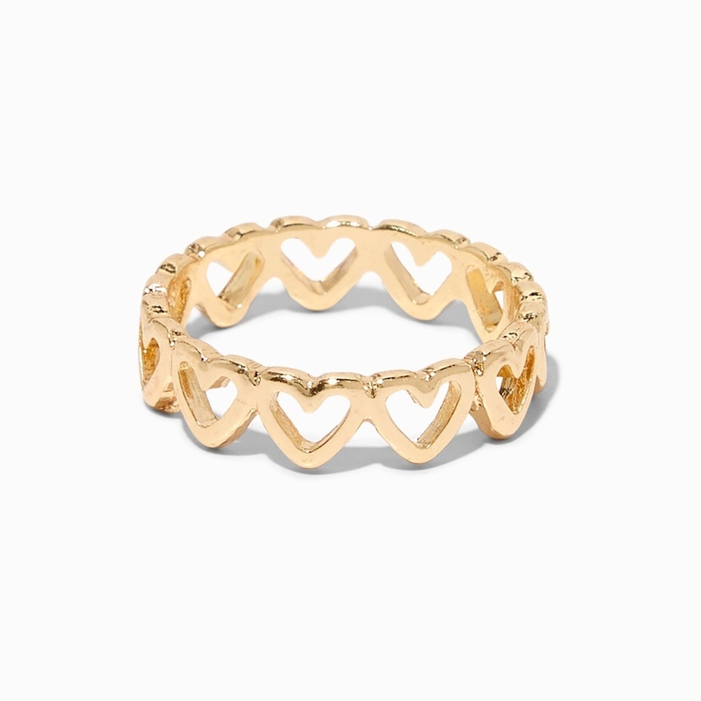 Claire's Gold-tone Open Heart Band Metal Ring, Women’s Size 6